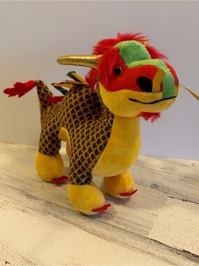 Rare Ganz Webkinz Chinese Dragon Plush Stuffed Animal Toy Yellow Red